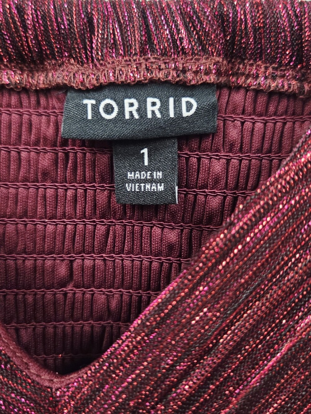 Torrid I Plus-Size Burgundy Sparkle Empire Midi Dress - Picture 2 of 7